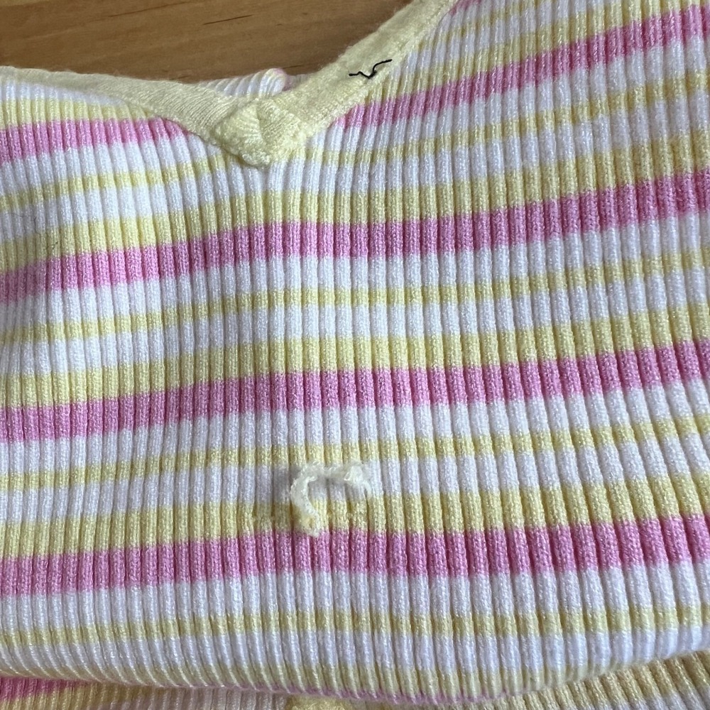 Lulus Striped Ribbed Knit Bodycon Mini Dress Yellow Pink White XS NWT Snag - Picture 8 of 11